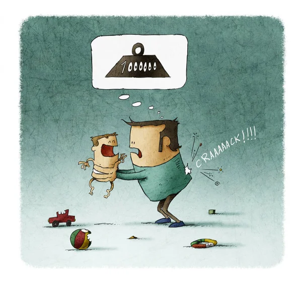 babanın oğlu onun kollarında tutan ağrı arkada vardır.