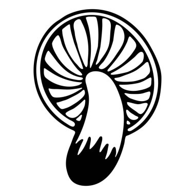 Elle çizilmiş komik mantar. Siyah ve beyaz çizim vektörü. Tasarımınız için sevimli illüstrasyon.