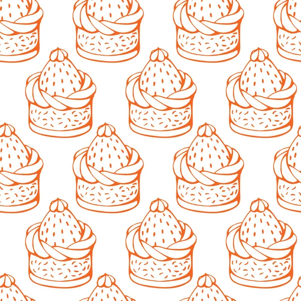 手工绘制的无缝图案矢量与蛋糕 2020年 假期快乐 节日设计和节日装饰用的无尽质感 — 图库矢量图片