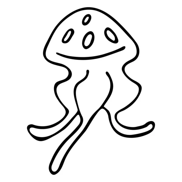 Medusas Vectoriales Dibujadas Mano Aisladas Sobre Fondo Blanco Ilustración Blanco — Archivo Imágenes Vectoriales