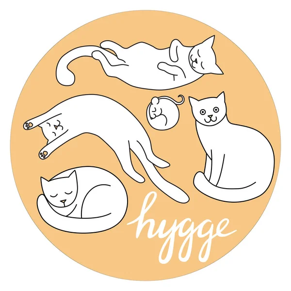 Hygge Ist Ein Dänisches Wohnkonzept Vektorhintergrund Mit Handgezeichneten Abbildungen Von — Stockvektor