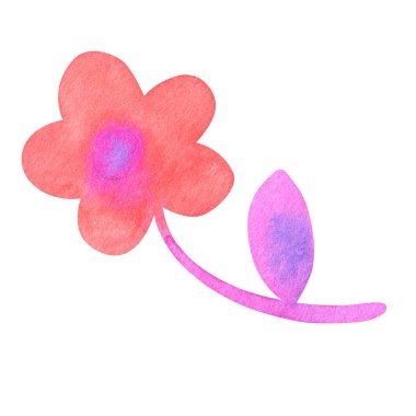 Beyaza izole edilmiş dekoratif soyut çiçeğin el yapımı suluboya resmi. Tebrik kartları, düğün davetiyeleri, dekorasyon için stok illüstrasyonu.