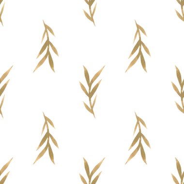 Watercolor seamless pattern with hand-drawn floral elements isolated on white background. Stylish background for festive events. Stock illustration in graphic style.