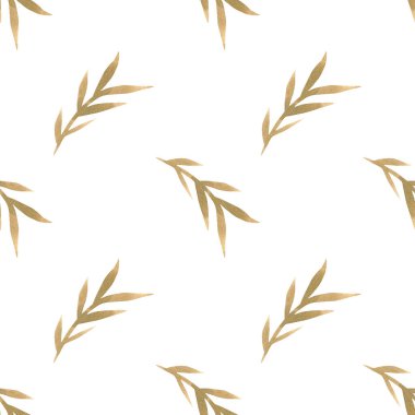 Watercolor seamless pattern with hand-drawn floral elements isolated on white background. Stylish background for festive events. Stock illustration in graphic style.