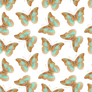 Güzel kelebekli suluboya desenli. Sonsuz duvar kağıdının stok illüstrasyonu.