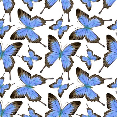 Güzel kelebekli suluboya desenli. Sonsuz duvar kağıdının stok illüstrasyonu.