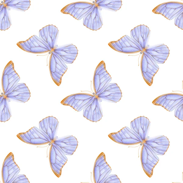 Akvarel Bezešvný Vzor Krásnými Motýly Stock Ilustrace Nekonečné Tapety — Stock fotografie