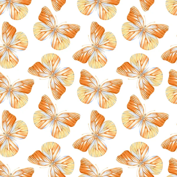 Aquarelle Motif Sans Couture Avec Beaux Papillons Illustration Papier Peint — Photo