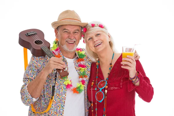 Senior para ubrana jak hippie — Zdjęcie stockowe