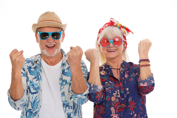 Senior couple dressed like a hippie — Stock Photo, Image