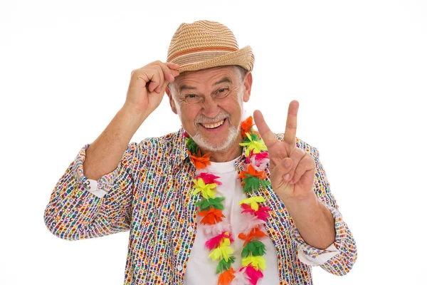 Dojrzały mężczyzna ubrany jak hippie — Zdjęcie stockowe