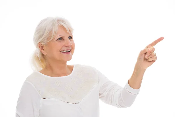 Senior vrouw gebaren — Stockfoto