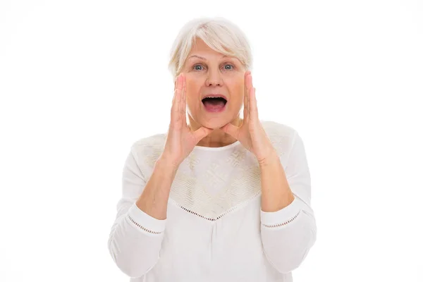 Senior vrouw schreeuwen — Stockfoto