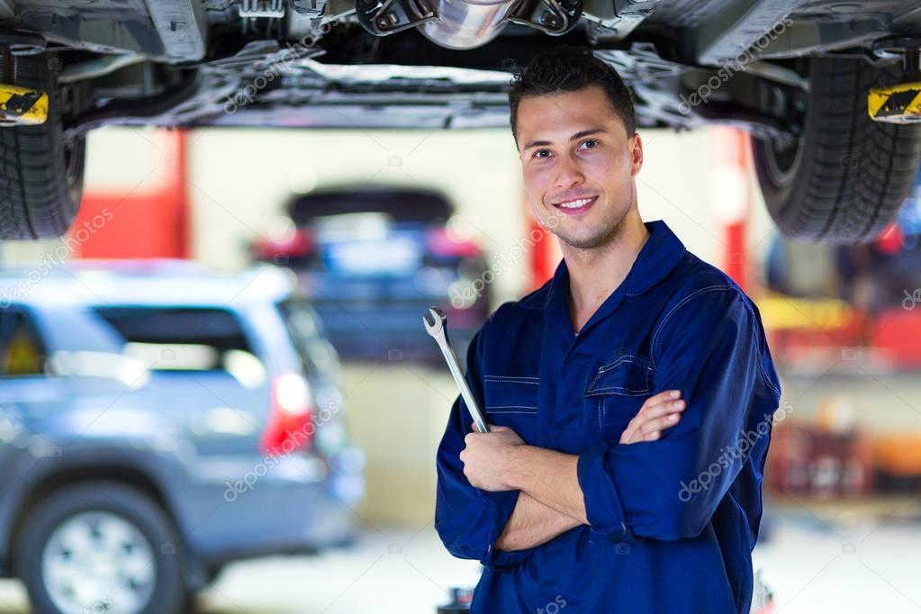 Car mechanic in workshop 