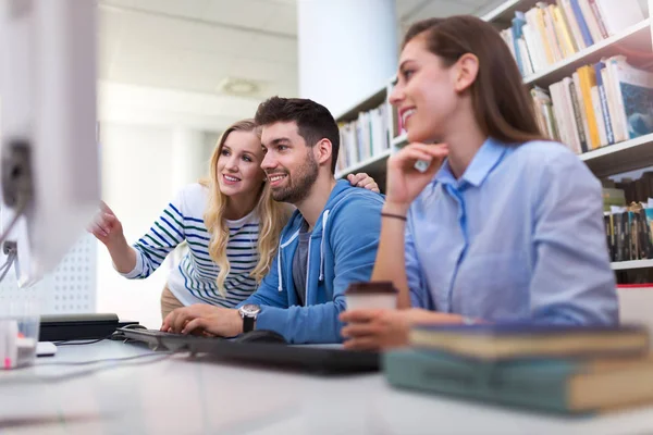 University Students Working Library Campus — Stock Photo, Image