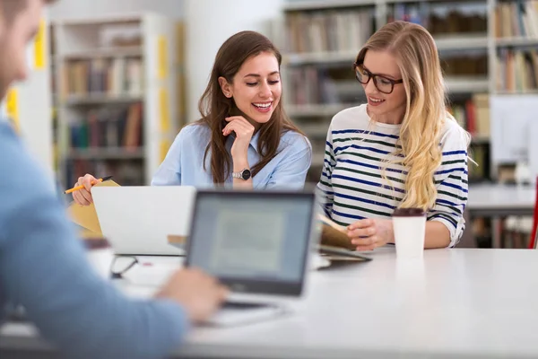 University Students Working Library Campus — Stock Photo, Image