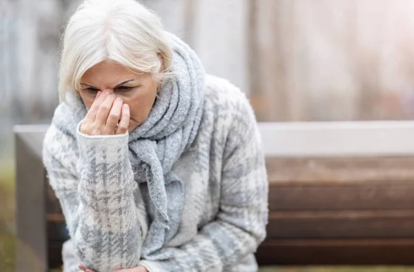 Senior Woman Suffering Headache — Stock Photo, Image