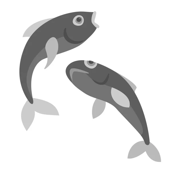 Two black and white fishes — Stock Vector