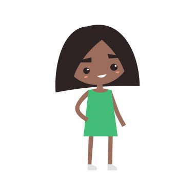 Yeşil elbise sevimli siyah kız