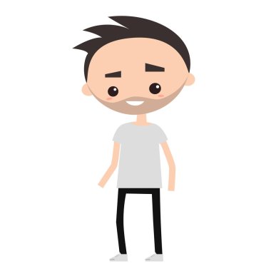 Boş t-shirt giyen yakışıklı sakallı adam