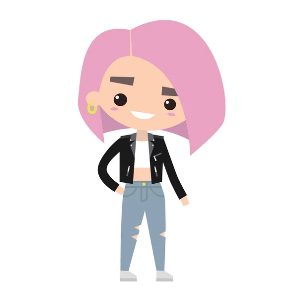 Millennial subcultural girl with pink hair Royalty Free Stock Vectors