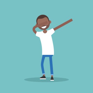 Genç siyah karakter dans Dab / düz düzenlenebilir hale vektör Il