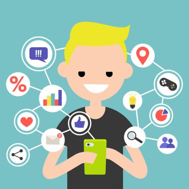 Bin yıllık üstünde hareket eden aygıt çevrimiçi içeriği kullanma