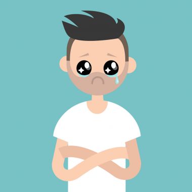 Sad rahatsız büyük anime gözleri gözyaşı lekeli olan karakter / daire e