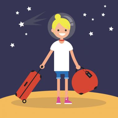 Mars kolonizasyonu: mars onun lu ile hareketli genç genç kız