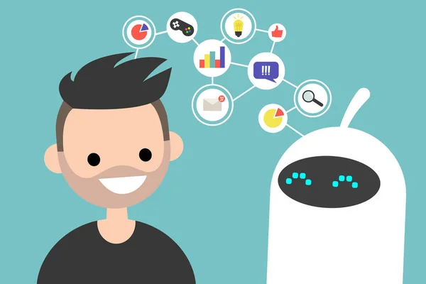 Kavramsal illüstrasyon baðlamanýz gerekebilir. İnsan ve robot communica