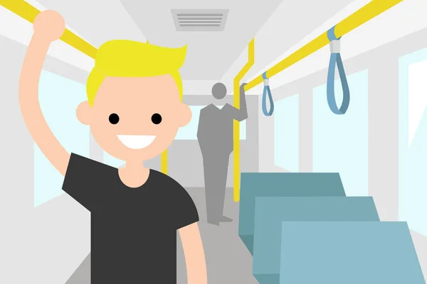 Mladý cestující, jízda autobusem — Stockový vektor