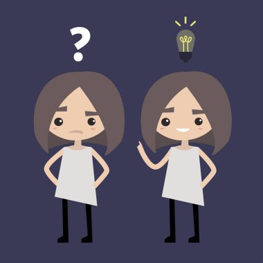 Sorun giderme. Parlak fikir düz vektör çizim