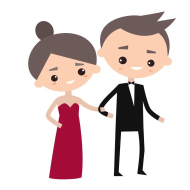 Çıkıyor, Elegant Çift / düz vektör resim, küçük resim