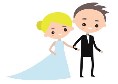 Çıkıyor, Elegant Çift / düz vektör resim, küçük resim