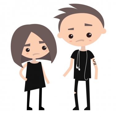 moda gençler siyah / düz düzenlenebilir vektör illus giyiyor