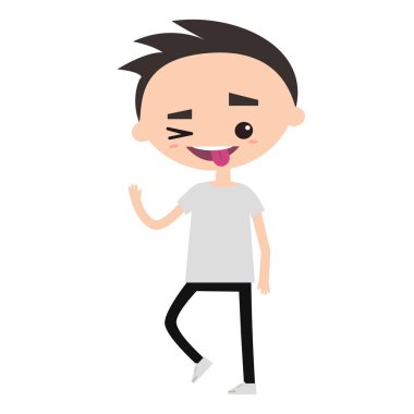 Çocuk duygusal çizgi film karakteri / düzenlenebilir vektör illust göz kırpıyor