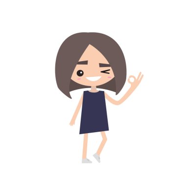 Kırpışan kız gülümseyerek 