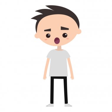 Şok çocuk düz vektör çizim / düzenlenebilir vektör çizgi film