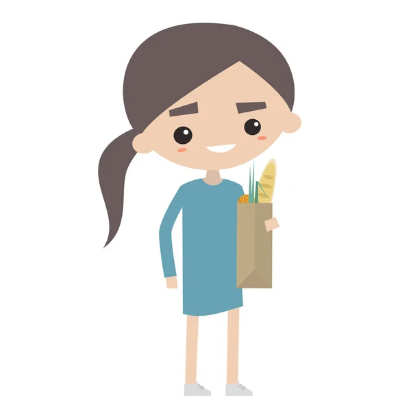 食品杂货店购物平面矢量卡通 — 图库矢量图片