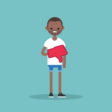 Kavram sevmemek. Memnun siyah giyen köpük parmak man / Düzenle