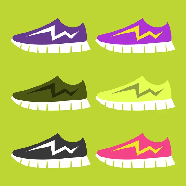 Bright Sport sneakers set. Flat vector editable illustration — Stock Vector
