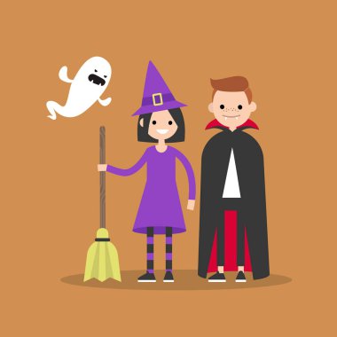 Cadılar Bayramı. Oyun ya da şeker ayarlayın. C düz vektör çizim seti