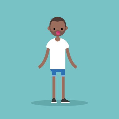 Sürpriz genç siyah adam ayakta açık ağızlı / daire editab