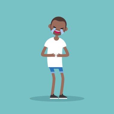 yüksek sesle siyah gülüyor dostum / düz düzenlenebilir illüstrasyon vektör