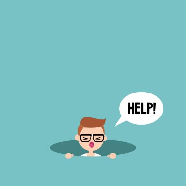Genç nerd yardım çukur / düzenlenebilir vektör düz için arama Il