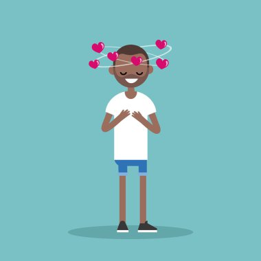 Aşk kavramsal çizimde düşüyor. O adamla genç siyah