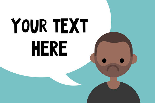 Your text here. Conceptual illustration. A portrait of sad black