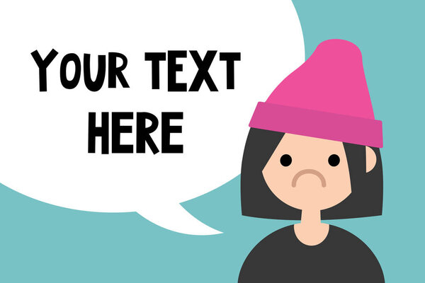 Your text here. Conceptual illustration. A portrait of sad girl 