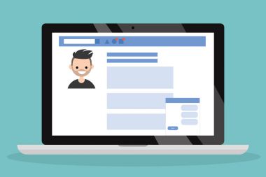 Sosyal medya profil sayfası. Düz düzenlenebilir vektör çizim, cl