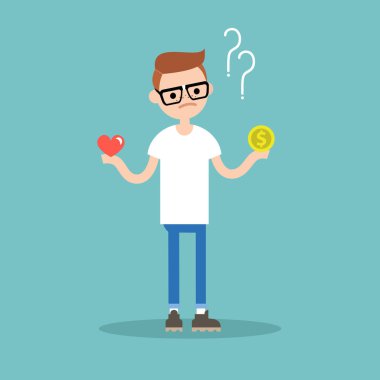 Para ya da aşk. Zor bir seçim. Yapma kararı / düzenlenebilir düz